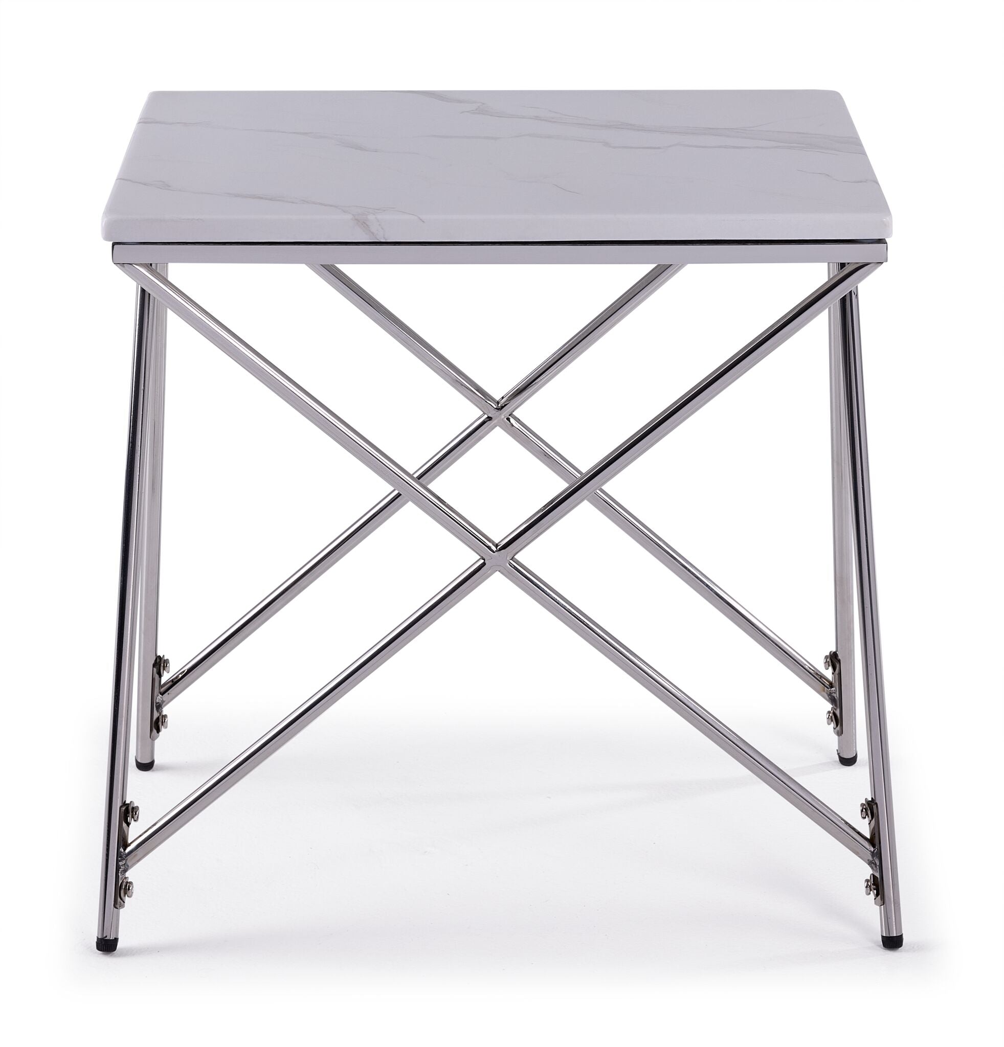 Farah 22" End Table - White and Chrome