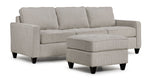 Flipp-it Sofa with Reversible Chaise/Ottoman - Platinum