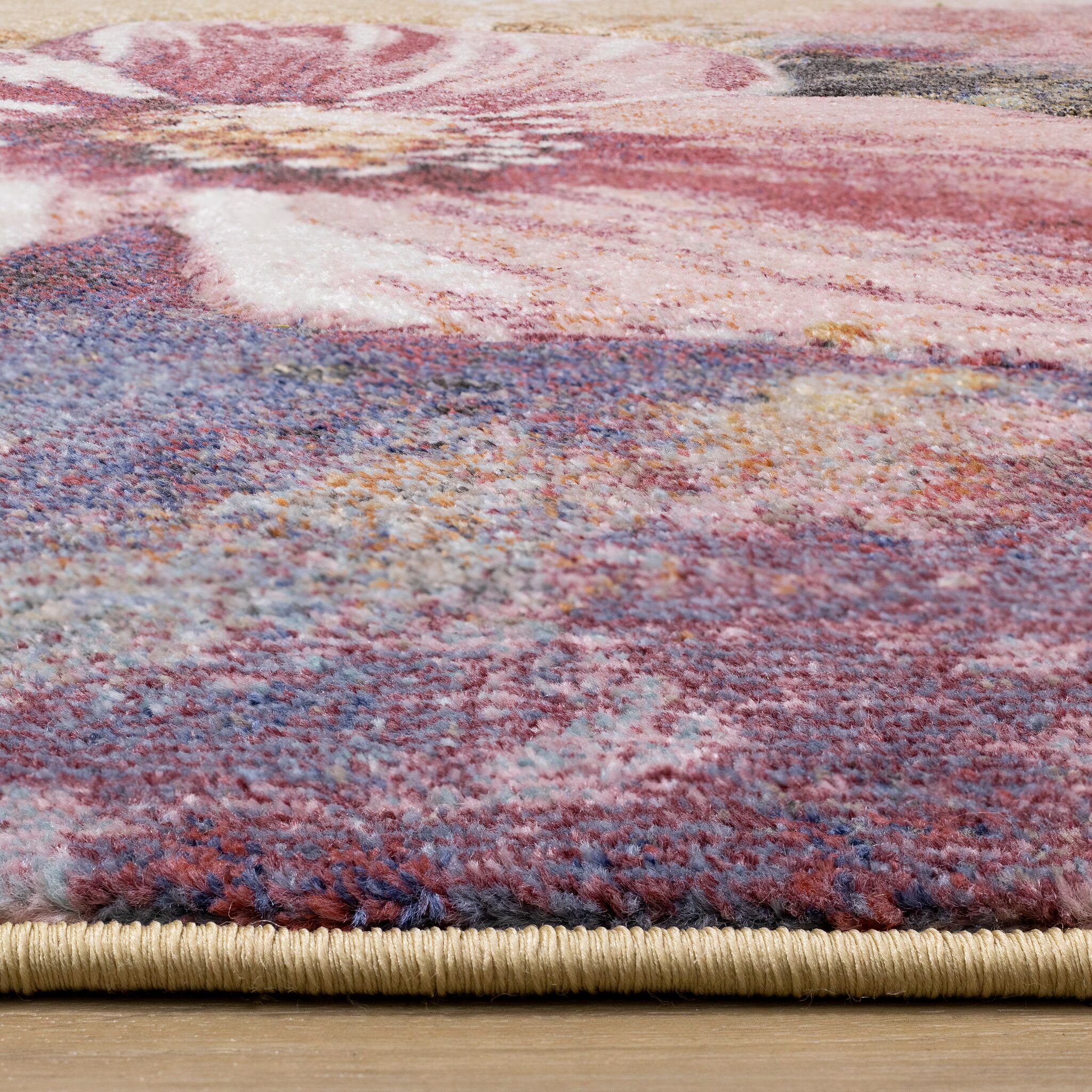Petal Dreams 6'7" x 9'6" Poppy Design Area Rug - Pink, Blue, White