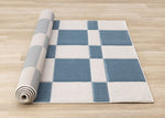 Ocean Blocks 6'7" x 9'6" Banded Rectangle Area Rug - Blue, White