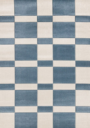 Ocean Blocks 6'7" x 9'6" Banded Rectangle Area Rug - Blue, White