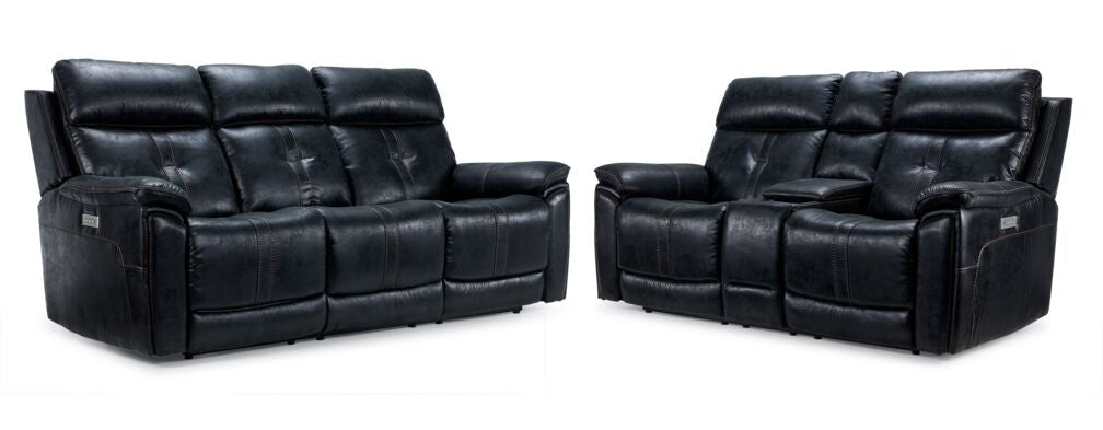 Franco Triple Power Reclining Sofa and Loveseat Set - Eclipse