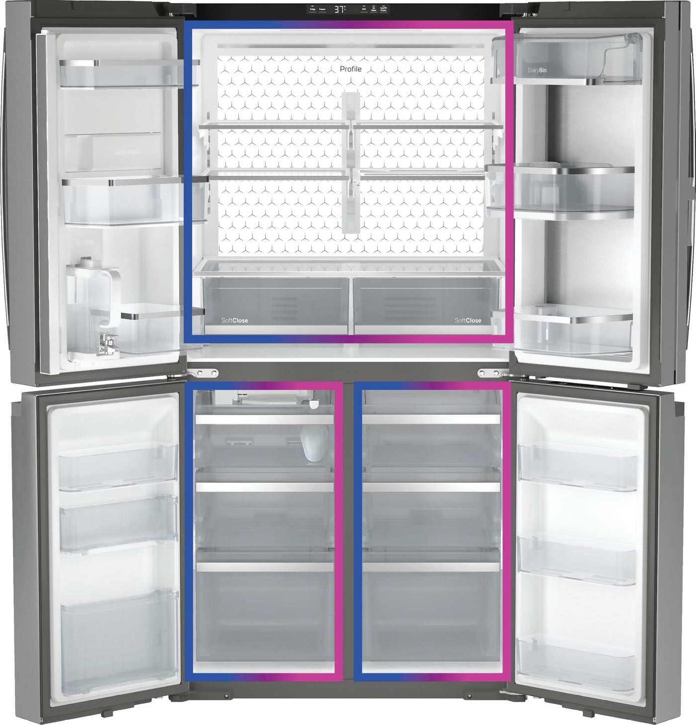 GE Profile Stainless Steel 4-Door French Door Refrigerator (28.4 cu.ft.) - PAD28BYTFS