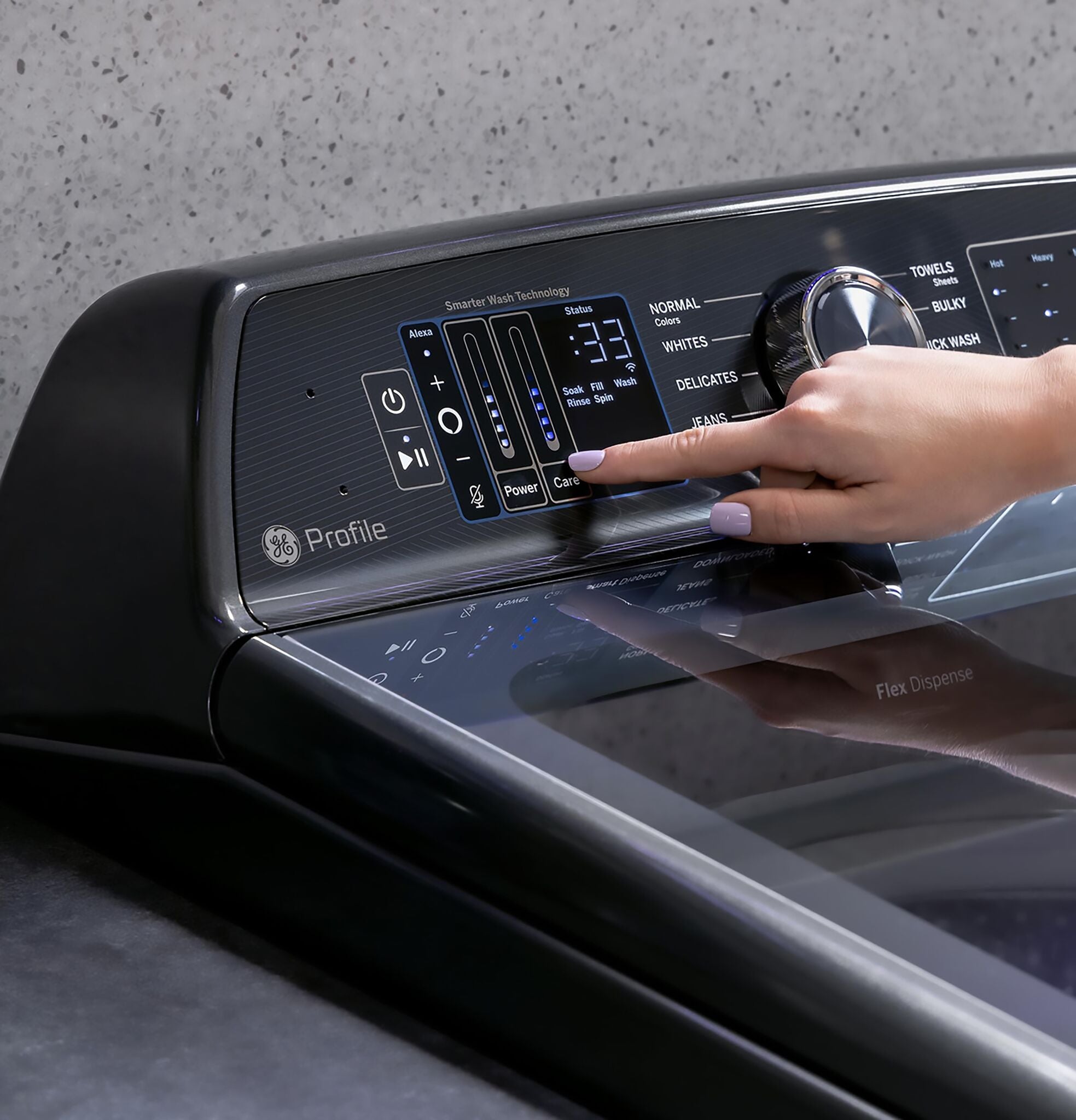 GE Profile Sapphire Blue Top Load IEC Washer with Smarter Wash Technology (6.2 cu. ft.) - PTW800BPWRS