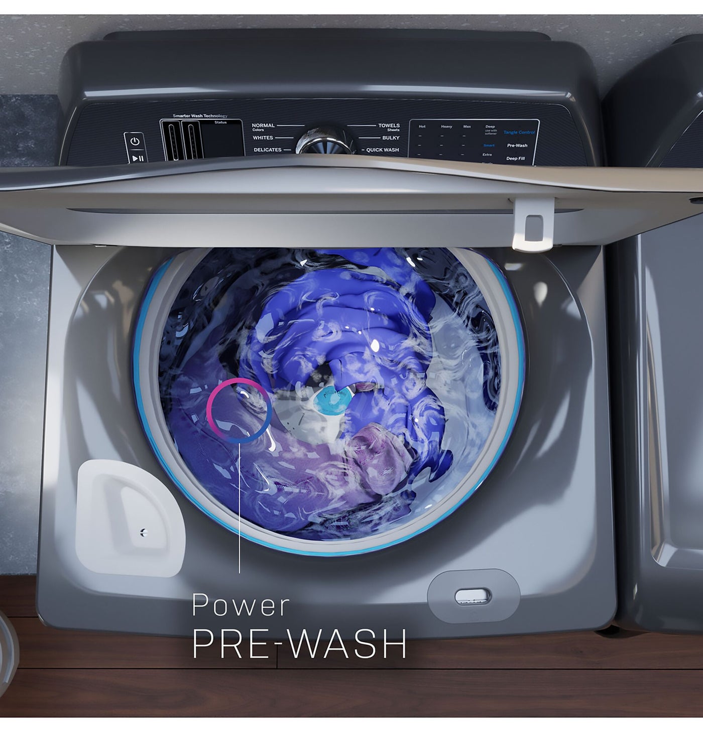 GE Profile Sapphire Blue Top Load IEC Washer with Smarter Wash Technology (6.2 cu. ft.) - PTW800BPWRS--