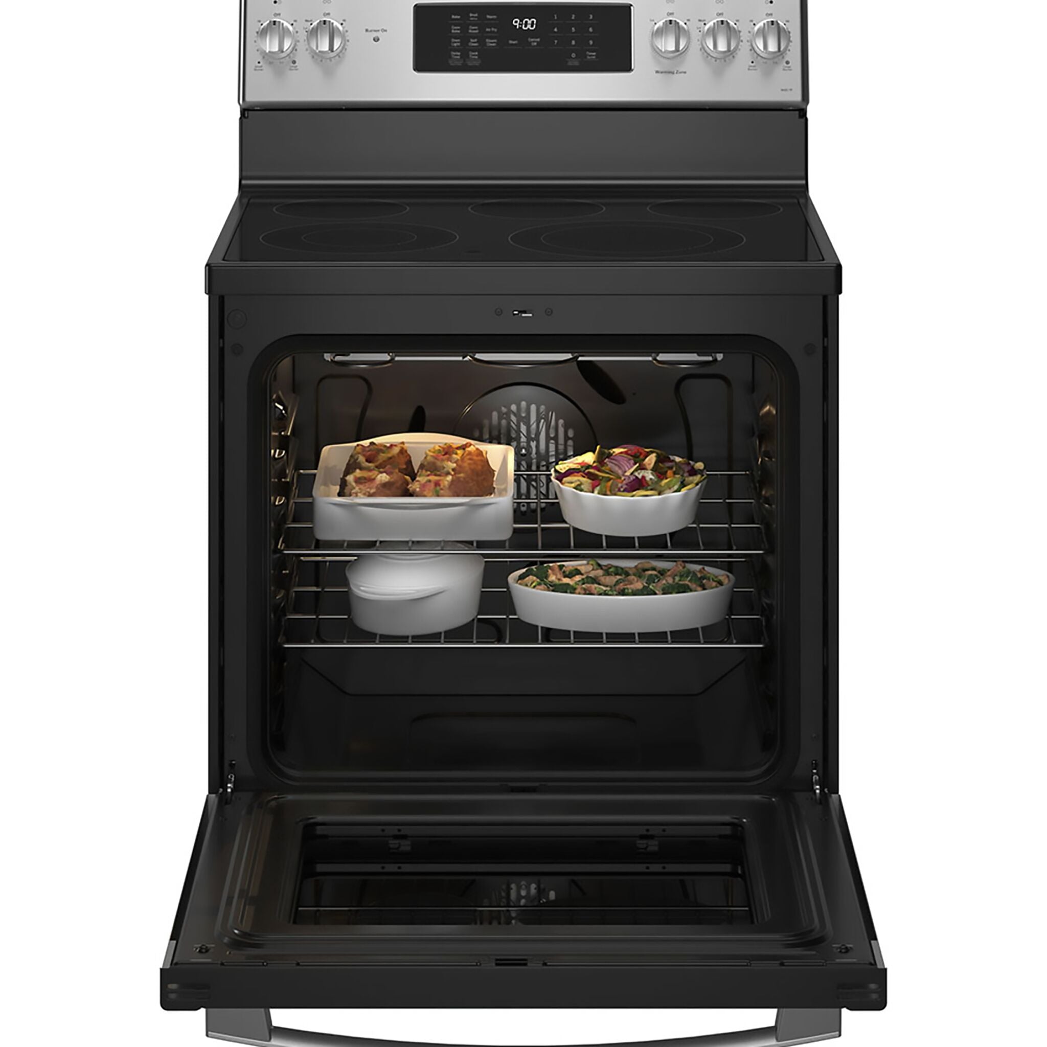 GE Profile Fingerprint Resistant Stainless Steel Freestanding Electric Range with True Convection & No-Preheat Air Fry (6.2 cu.ft.)- PCB900YVFS