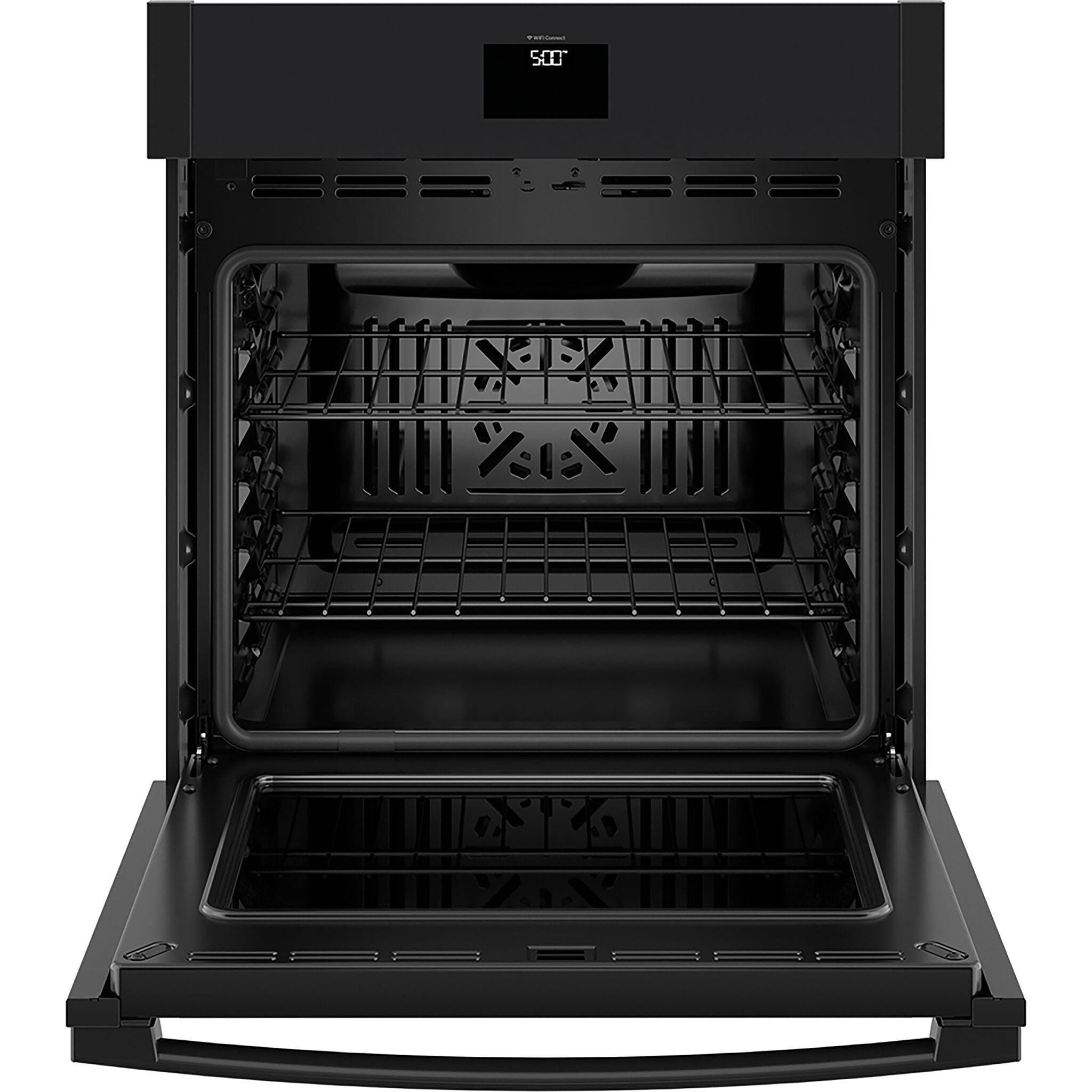 GE Black Stainless Steel 30" Built-in Convection Single Wall oven (5.0 Cu.Ft.) with No Preheat Air Fry - JTS5000DVBB