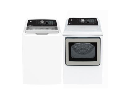 GE White Top Load Washer (5.3 Cu. Ft.) & Electric Dryer with SaniFresh (7.4 cu.ft.) - GTW681BMRWS/GTD68EBMRWS