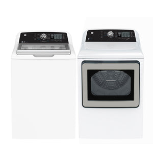 GE White Top Load Washer (5.3 Cu. Ft.) & Electric Dryer with SaniFresh (7.4 cu.ft.) - GTW681BMRWS/GTD68EBMRWS