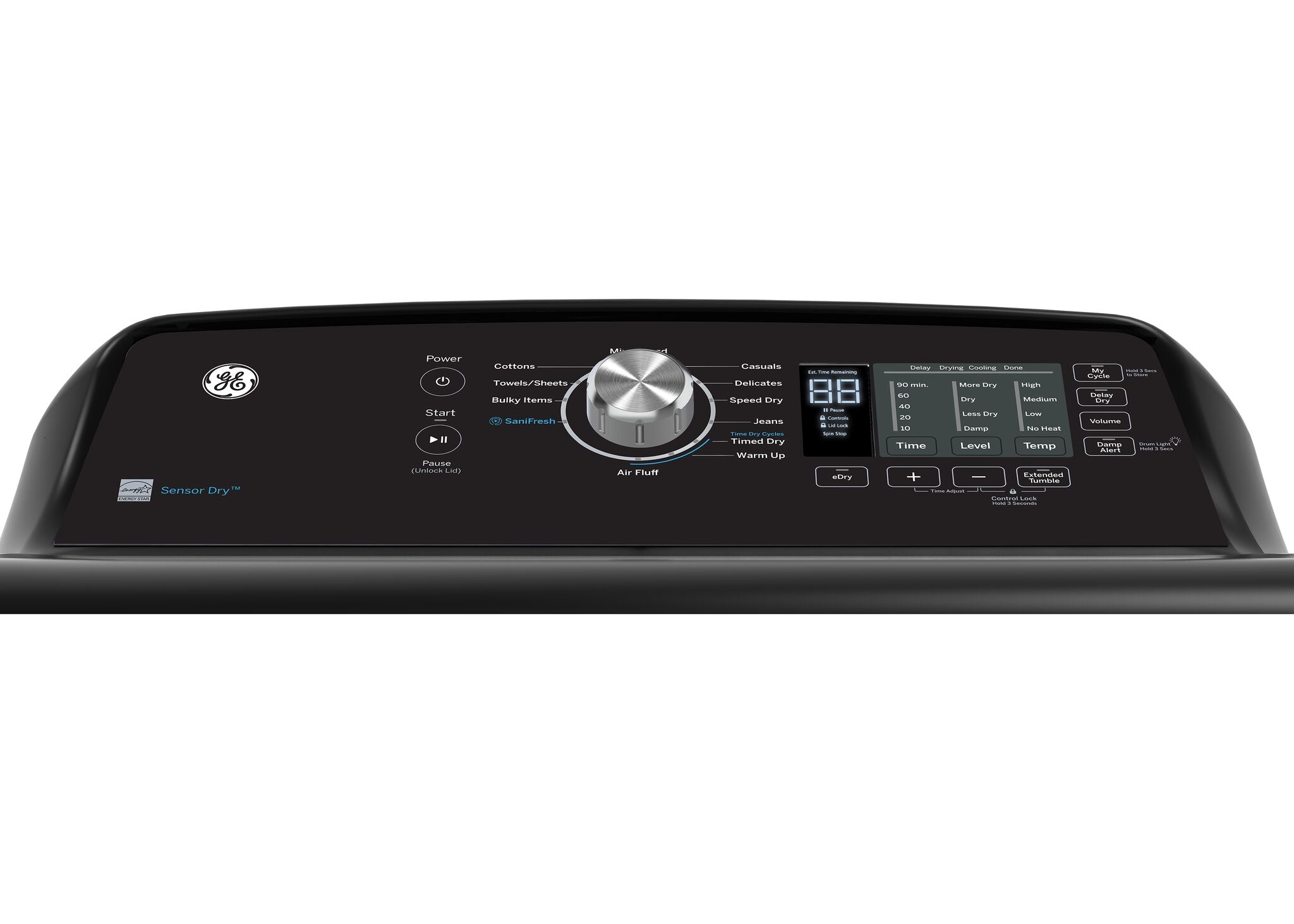 GE Diamond Grey Top Load Washer ( 5.3 Cu. Ft.) & Electric Dryer with SaniFresh Cycle (7.4 cu.ft.) - GTW681BMRDG/GTD68EBMRDG