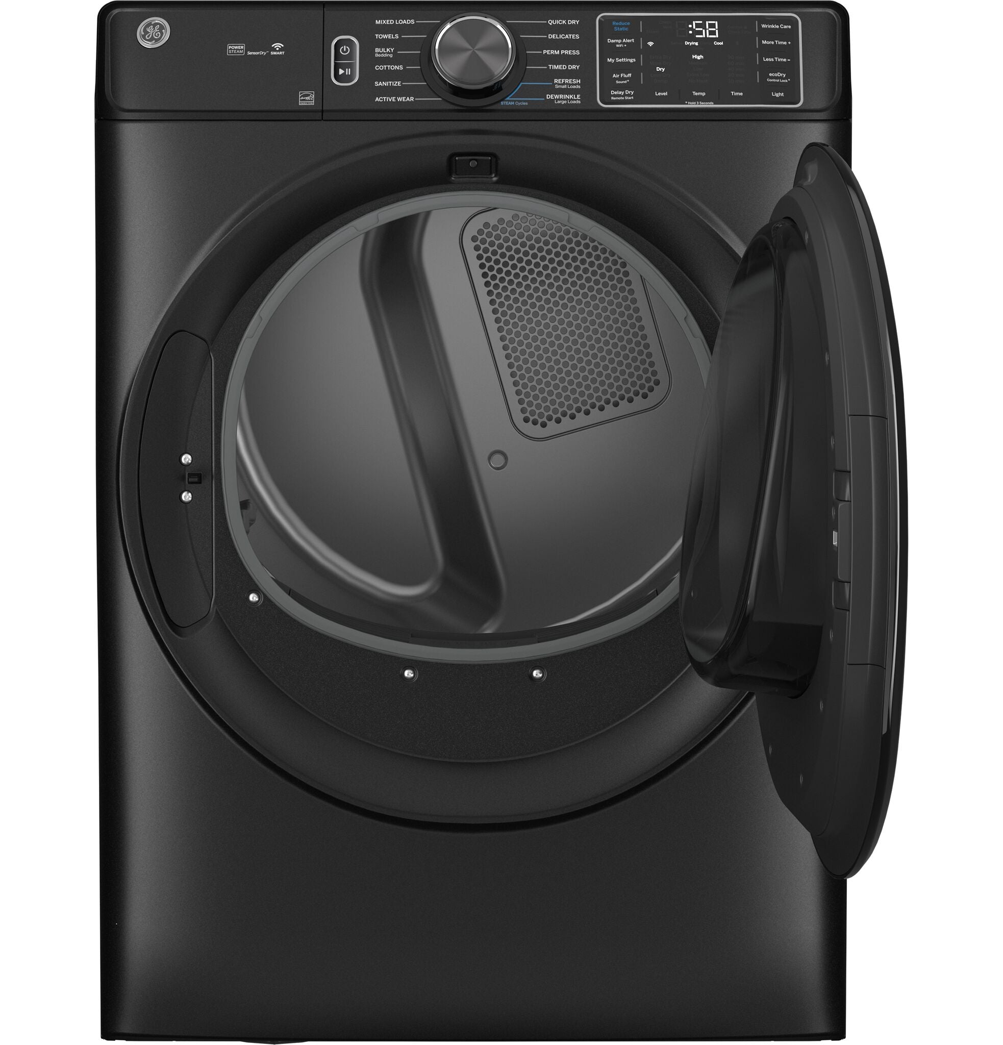 GE Carbon Graphite Smart Steam Front Load Electric Dryer with Sanitize Cycle ( 7.8 cu. ft.) - GFD65ESMVDS