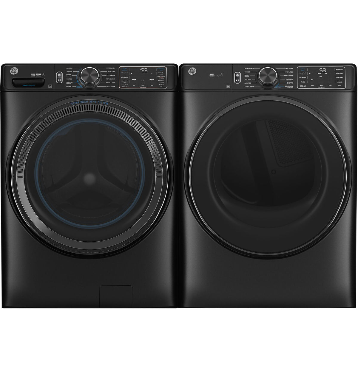 GE Carbon Graphite Smart Steam Front Load Washer with SmartDispense (5. ...