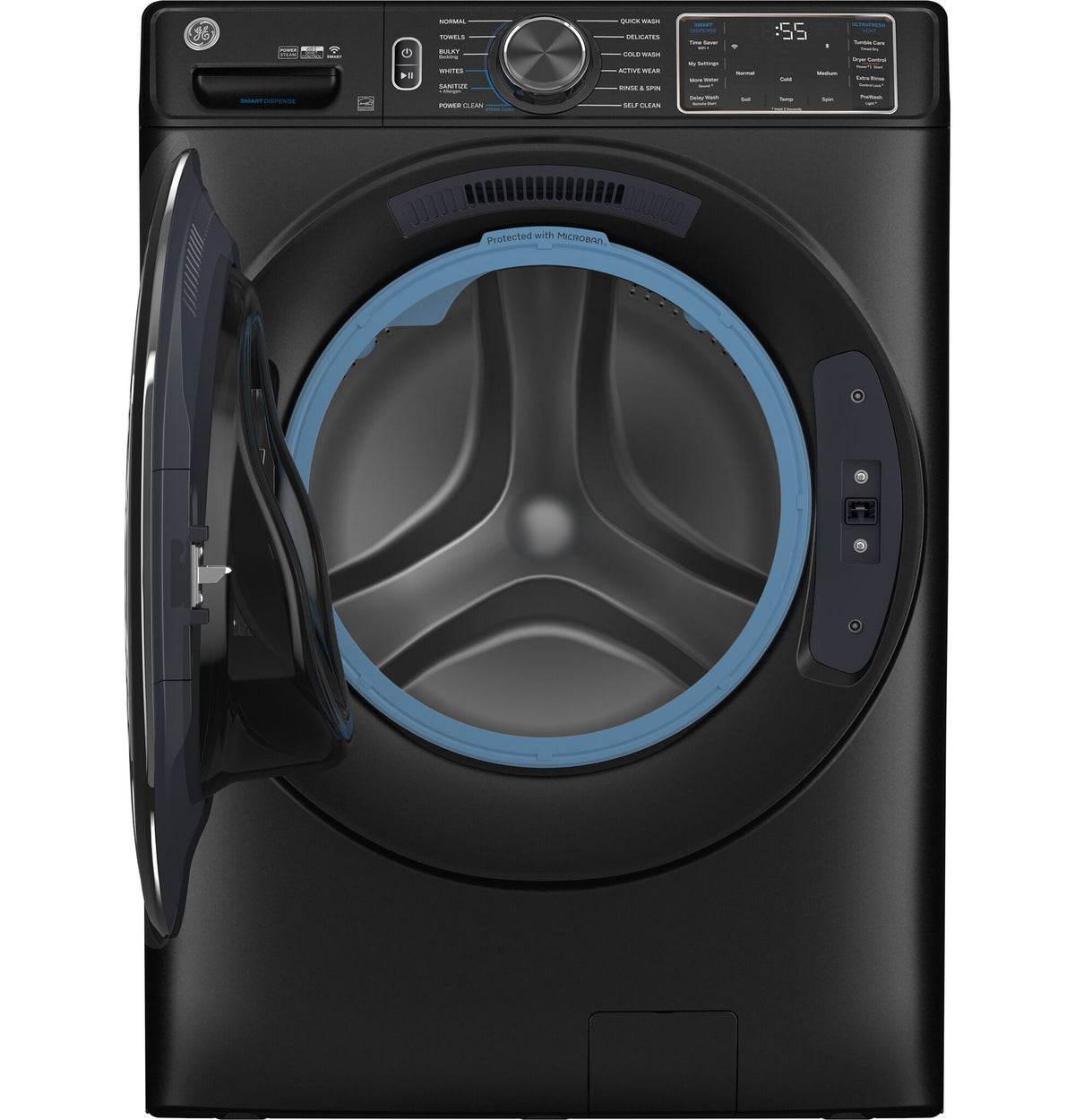 GE Carbon Graphite Smart Steam Front Load Washer with SmartDispense (5. ...