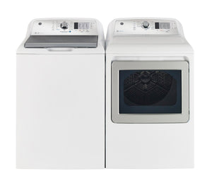 GE White Top-Load Washer with SaniFresh (5.2 Cu. Ft.) & GE White Gas Dryer (7.4 Cu. Ft.) - GTW685BMRWS/GTD65GBMRWS