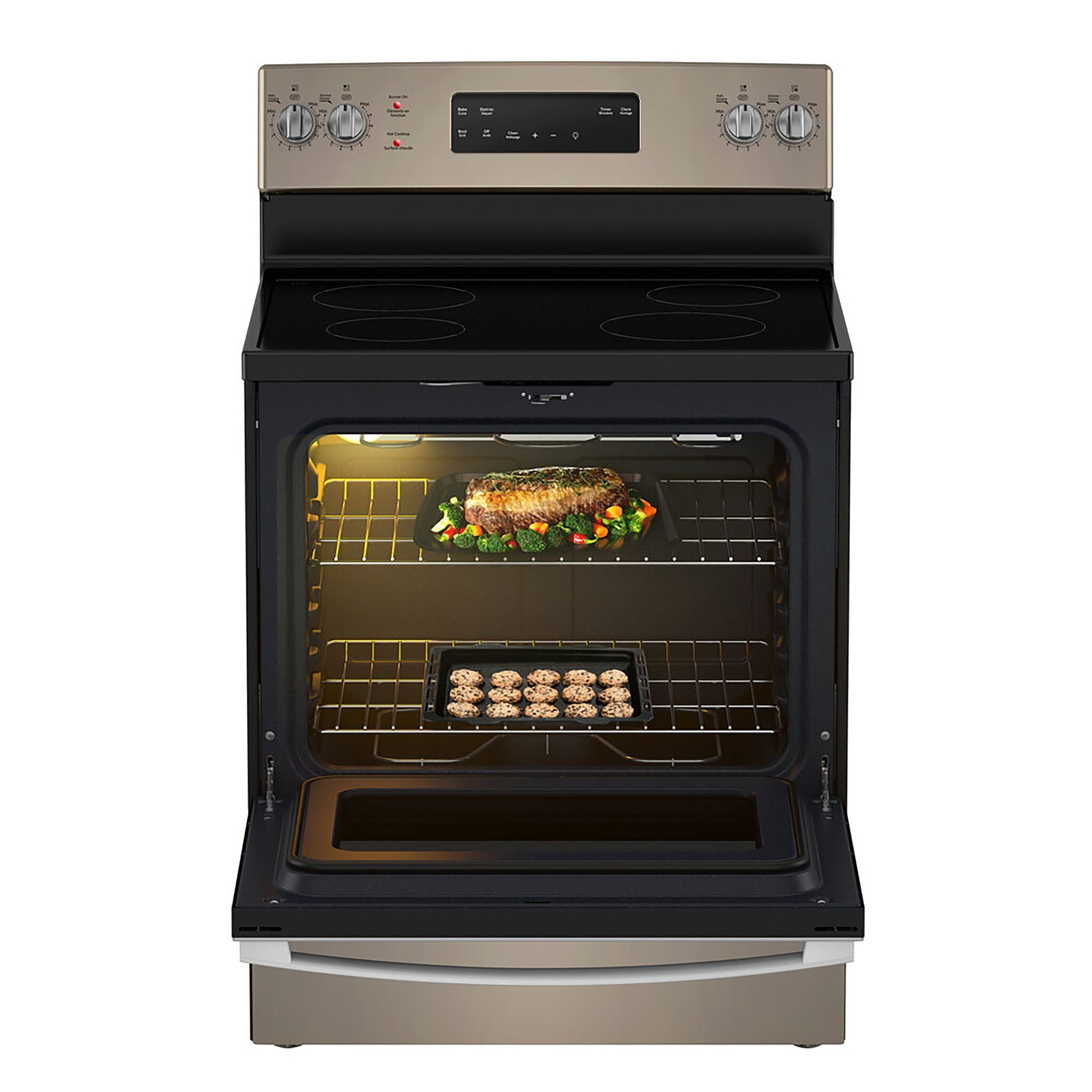 GE Slate Freestanding Electric Convection Range with No-Preheat Air Fry (5.0 Cu. Ft.) - JCB840ETES