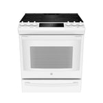 GE Profile White Slide-In Electric Convection Range with Air Fry (6.3 Cu. Ft.) - PCS940DMWW