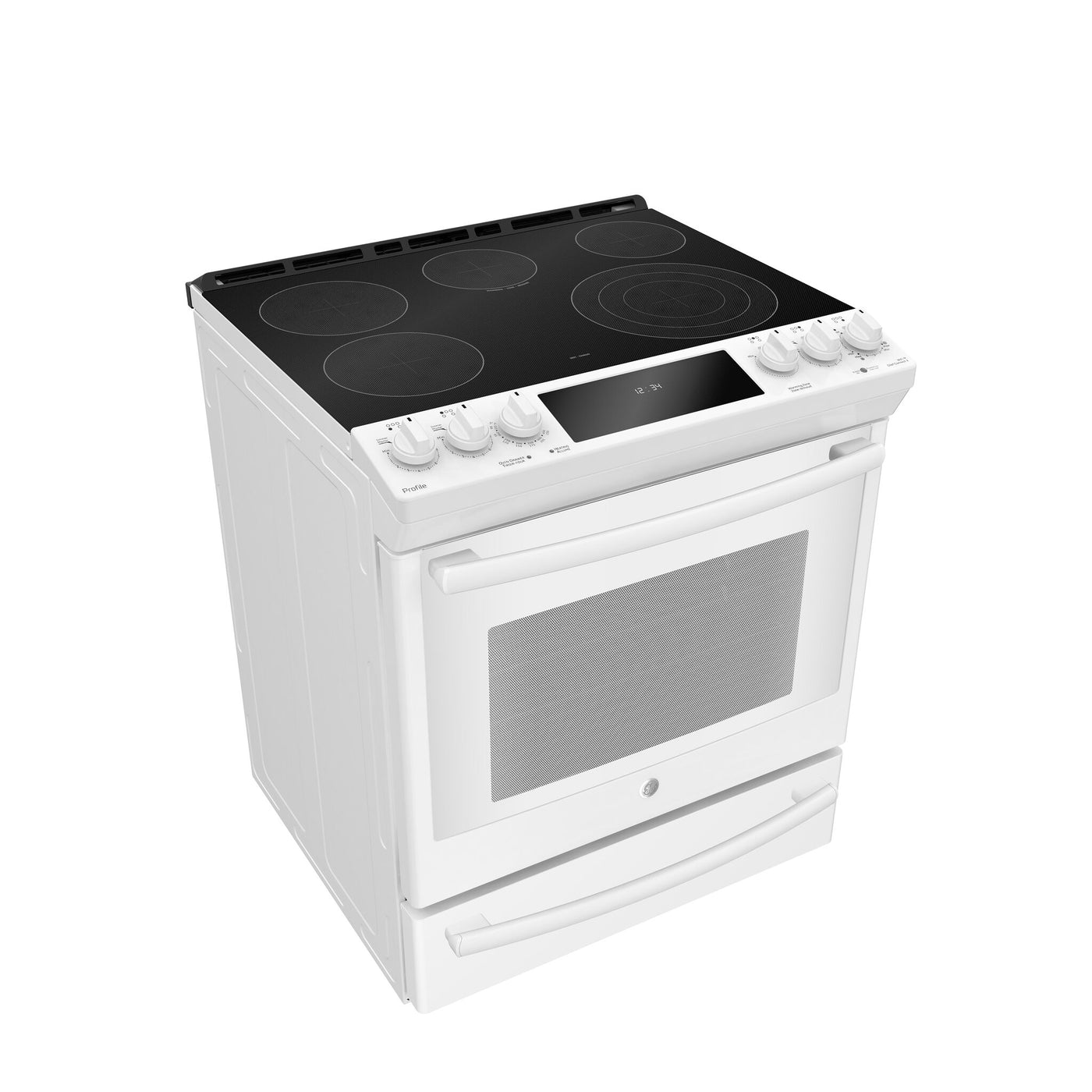 GE Profile White Slide-In Electric Convection Range with Air Fry (6.3 Cu. Ft.) - PCS940DMWW