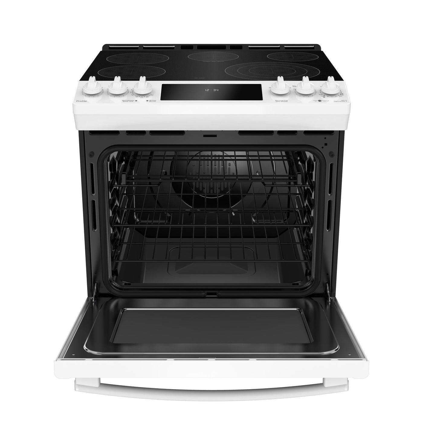 GE Profile White Slide-In Electric Convection Range with Air Fry (6.3 Cu. Ft.) - PCS940DMWW