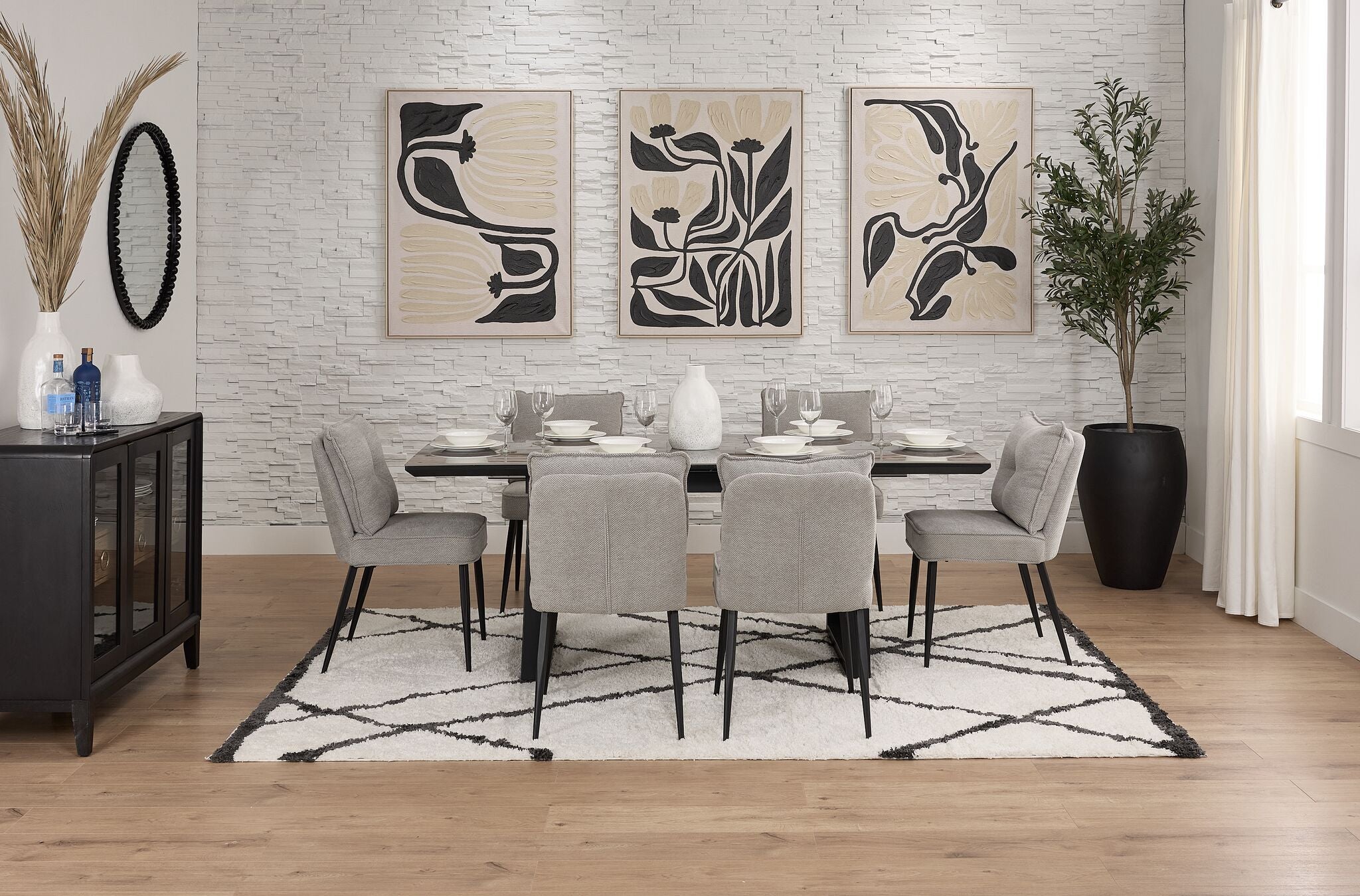 In Full Bloom - Gemini 7-Piece Extendable Dining Set - Grey