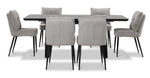 In Full Bloom - Gemini 7-Piece Extendable Dining Set - Grey