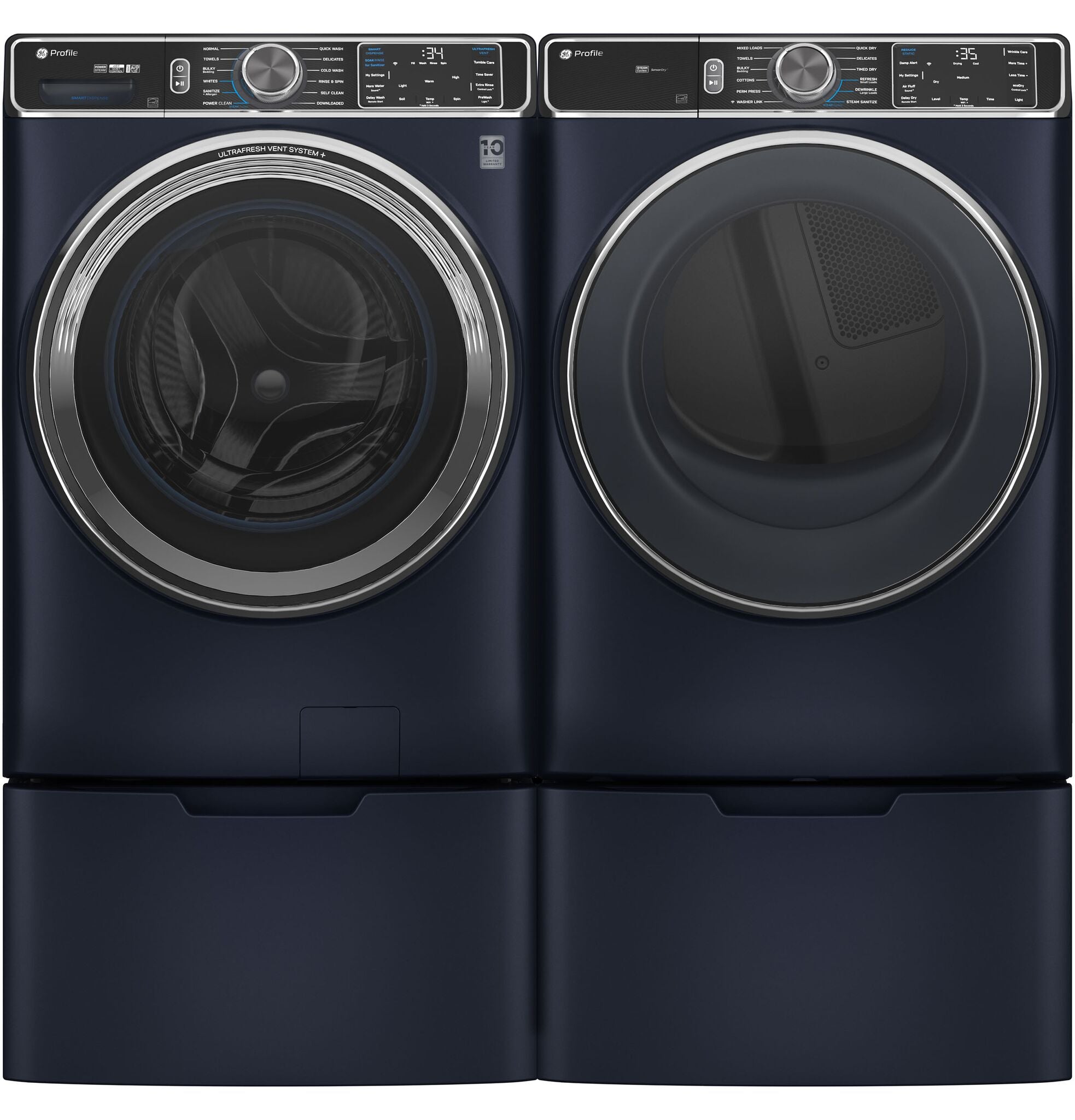 GE Profile™ Blue Sapphire Smart Steam Front Load Electric Dryer with Sanitize Cycle ( 7.8 cu. ft.) - PFD87ESPVRS