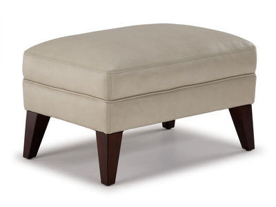 Gerald Leather Large Ottoman - Ivory