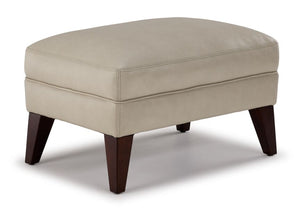 Gerald Leather Large Ottoman - Ivory