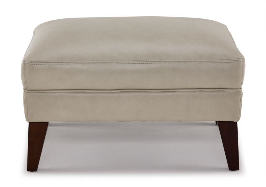 Gerald Leather Large Ottoman - Ivory