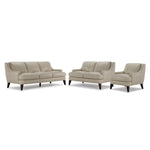 Gerald Leather Sofa, Loveseat & Chair Set - Ivory