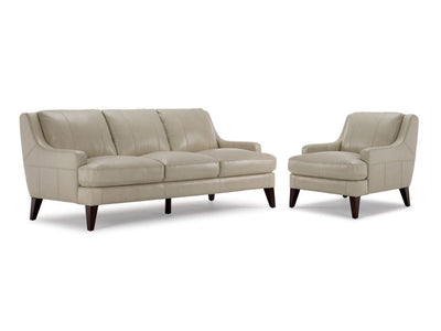Gerald Leather Sofa & Chair Set - Ivory