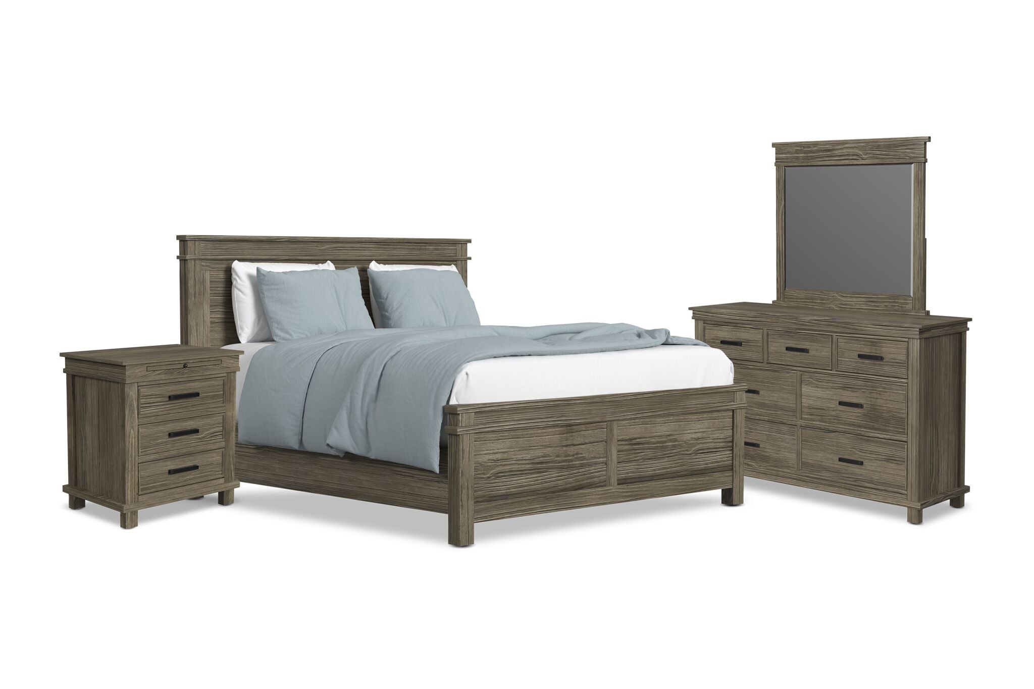 Glacier Point 6-Piece King Panel Bedroom Package - Greystone