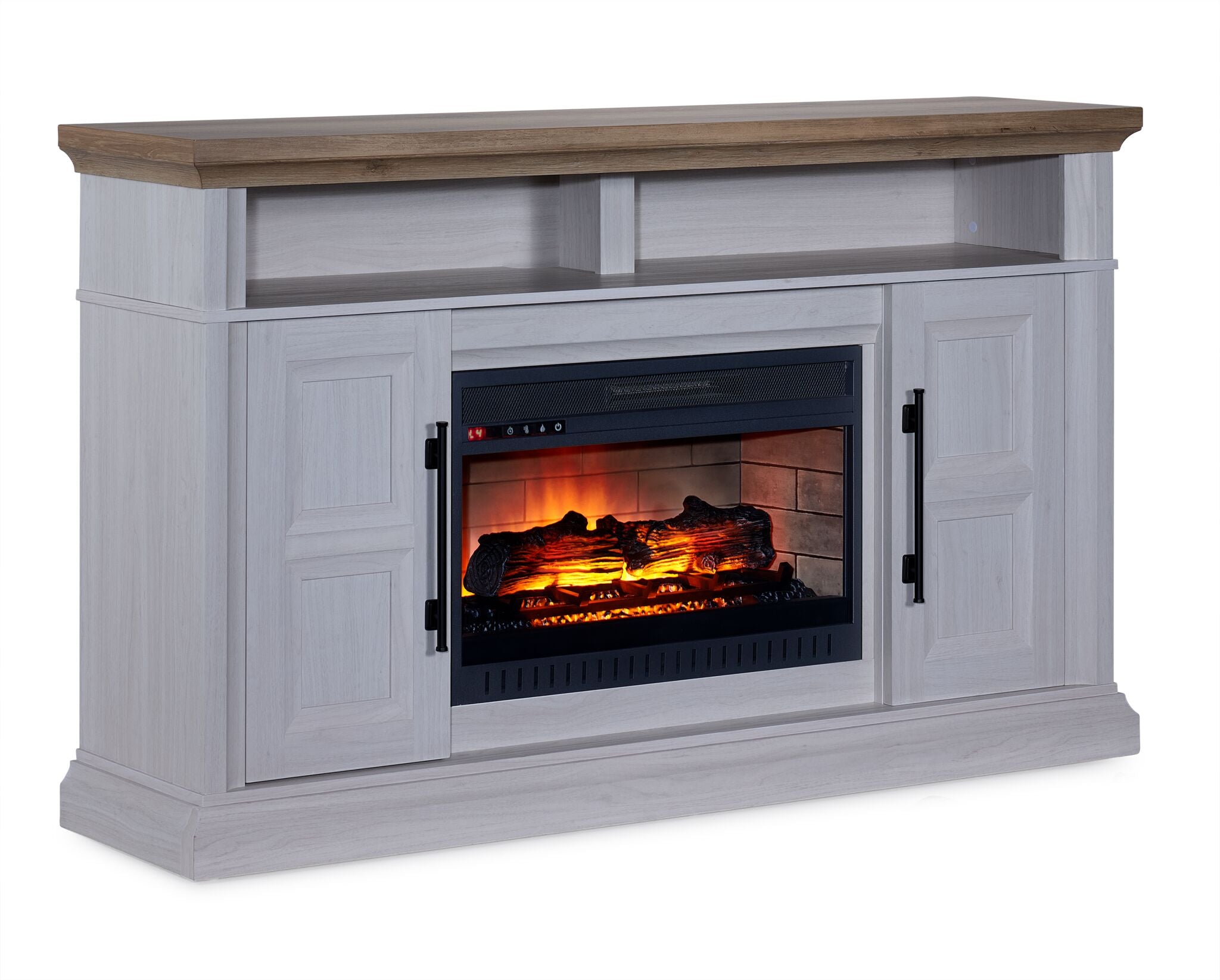 Hamilton Fireplace TV Stand Weathered Grey Leon s