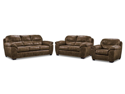 Grant Sofa, Loveseat and Chair Set - Brown