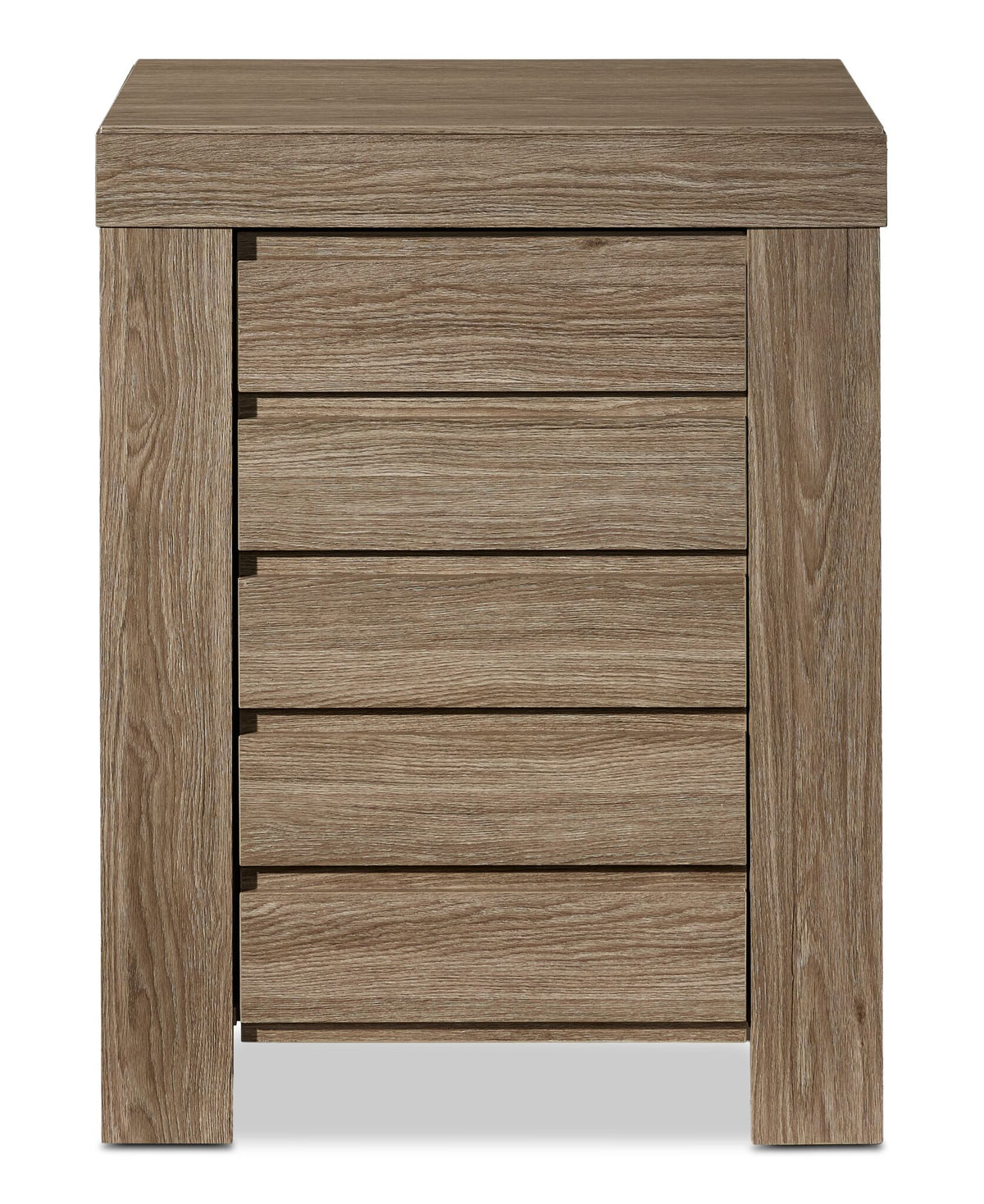 Great Falls 23.5" Cabinet - Grey, front view with slatted cabinet door and clean wood-grain design