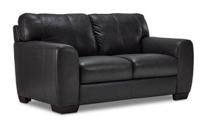 Halden Leather Loveseat - Carbon Grey