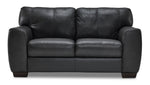Halden Leather Loveseat - Carbon Grey
