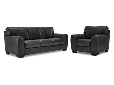 Halden Leather Sofa and Chair Set - Carbon Grey