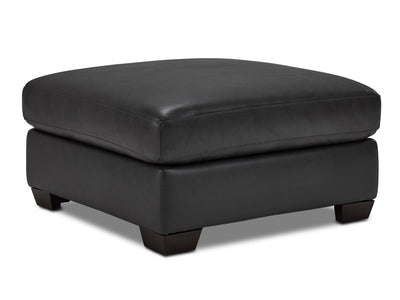 Halden Leather Ottoman - Carbon Grey