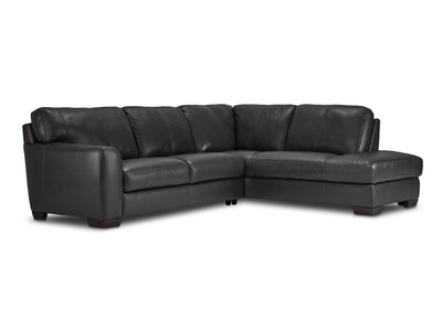 Halden Leather 2-Piece Sectional with Right Facing Chaise - Carbon Grey