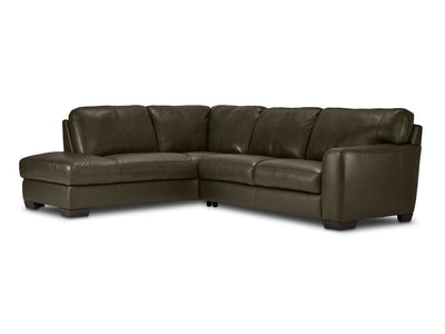 Halden Leather 2-Piece Sectional with Left Facing Chaise - Forest Green