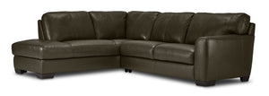 Halden Leather 2-Piece Sectional with Right Facing Chaise - Forest Green