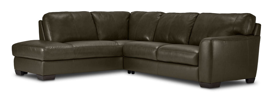 Halden Leather 2-Piece Sectional with Left Facing Chaise - Forest Green
