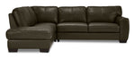 Halden Leather 2-Piece Sectional with Left Facing Chaise - Forest Green