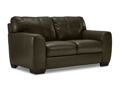 Halden Leather Loveseat - Forest Green