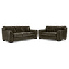 Halden Leather Sofa and Loveseat Set - Forest Green