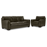 Halden Leather Sofa and Chair Set - Forest Green