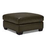 Halden Leather Ottoman - Forest Green