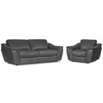 Harris Leather Sofa and Chair Set - Grey