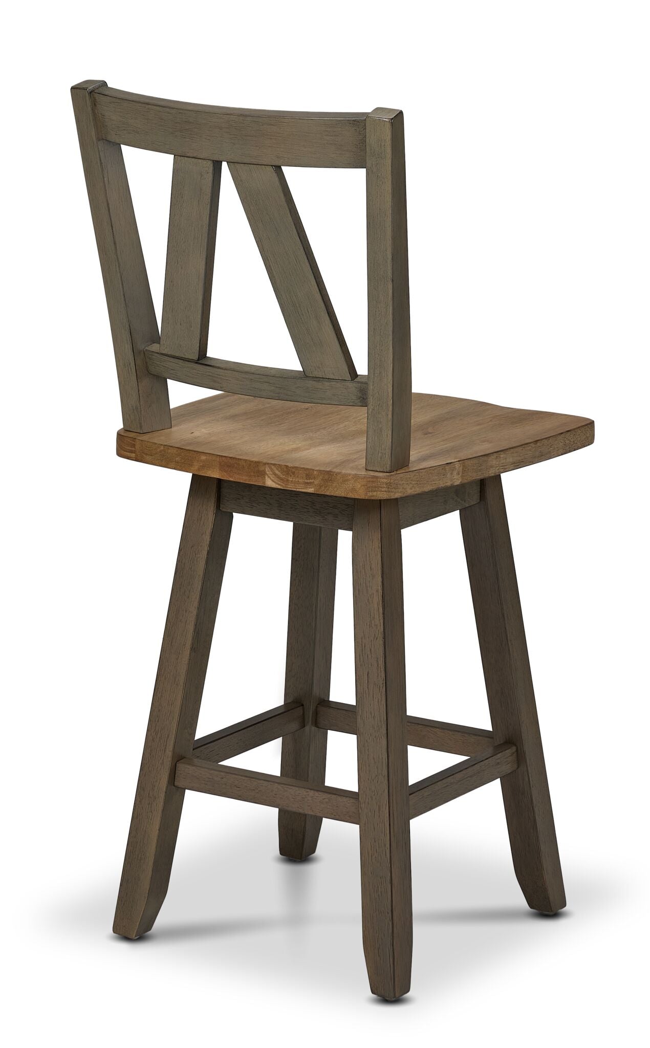 Harvest Ridge Counter Height Swivel Chair - Grey, Sandstone, rear angled view showing open back and footrest