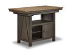 Harvest Ridge 5-Piece Counter Height Dining Set - Grey, Sandstone, counter-height table shown with shelving and cabinet